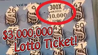 🎟️ $3,000,000 Winning Lottery Ticket Scratched Live 🎟️ Largest Lotto Scratch Winner Ever on YouTube!