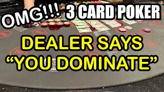 3 CARD POKER in LAS VEGAS!! DEALER SAYS "YOU DOMINATE!" HUGE HAND!! HAPPY FATHERS DAY!