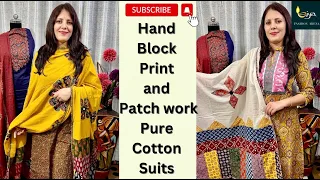 28/05/24🌸Order@7015950491 Patch work Block Print Natural Dye Cotton Suits at exiting price🌸