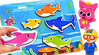 Baby shark sand is broken! Let's have fun with singing baby shark puzzles | PinkyPopTOY