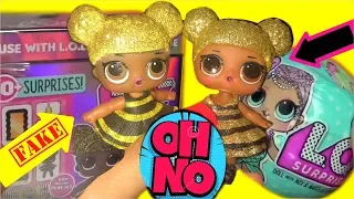 FAKE vs REAL LOL Surprise QUEEN BEE SURPRISE Furniture OPENING Fake Glitter LOL dolls