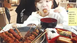 꼬치 종류별로 10개+돈가스도시락 먹방 !!! 슈기♬ Mukbang