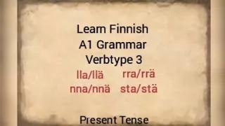 Finnish Grammar Verbityyppi 3