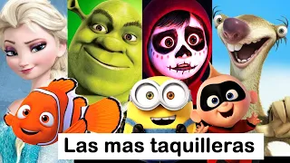 LAS PELICULAS ANIMADAS MAS TAQUILLERAS DE LA HISTORIA (Noviembre/2019). Frozen, Shrek, Minions.