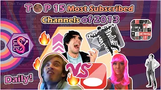 PewDiePie #1! VS YouTube & Holasoygerman | The Top 15 Most Subscribed Channels of 2013 (DAILY DATA)