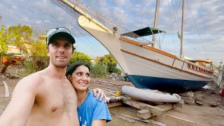 CRACKING and CREEKING! Dragging a restored wooden boat to her LAUNCH — Sailing Yabá 202