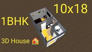 10 x 18 feet house plan | 3D house design | 1 BHK house plan | 180 sqft tiny house plan