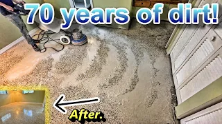 Removing 70 years of dirt on this terrazzo floor! Full cleaning and restoration!