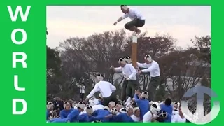 Bo-Taoshi | Insane Japanese Sport!!! 防大名物の棒倒し