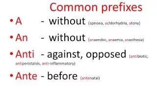 Medical terms - common prefixes