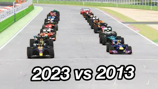 F1 2023 Cars vs F1 2013 Cars - Imola GP [TEN YEARS OF EVOLUTION]