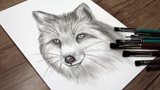 Realistic Fox Head Drawing Step by Step | Pencil Drawing Tutorial | Drawing for Beginners