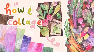 How I collage vegetables | Collaging two pieces from start to finish!