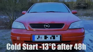 Opel Astra G 1.6 8V Cold Start -13°C