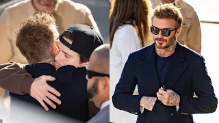 David Beckham and Cruz Share Sweet Hug Outside Jimmy Kimmel Show