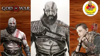 Drawing Kratos (God of War Ragnarok) - Time-lapse | Art chongli stm