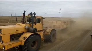 Кировец с прицепами. Продолжаем чистку пруда. Возим сапропель на поле.