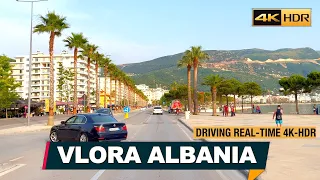 VLORA, ALBANIA ▶ DRIVING REAL TIME, SEZONI VEROR NE VLORE SHQIPERI, SUMMER SEASON【4K-HDR】