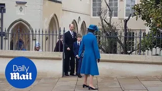 Prince Edward and Sophie leave Windsor service with son James - Daily Mail