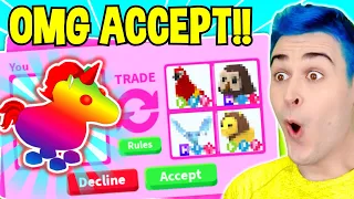 Trading My MEGA *EVIL UNICORN* In Adopt Me!! Roblox Adopt Me Trading Proofs (GRANDMA FLEX BATTLE)