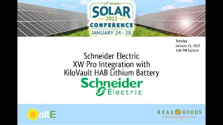 Schneider Electric: XW Pro Integration with KiloVault HAB Lithium Battery - Tuesday 1/25/22