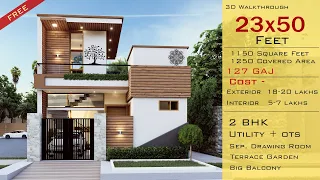3D Home Design | 23x50 House Plan | 1150 Sqft. | 127 Gaj | Terrace Garden | HouseDoctorZ