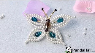 133 How to Make Elegant Pearl and Drop Glass Beads Butterfly Brooch 1