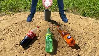 Experiment Coca Cola Fanta Sprite vs Mentos vs Soda Underground