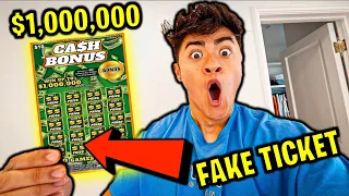 Fake Winning Lottery   Ticket Prank *$1,000,000*