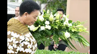 Premier Nomusa Dube-Ncube pays her respects at the Dr John Langalibalele Dube memorial at oHlange.