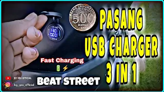 PASANG USB CHARGER DI MOTOR | BEAT STREET‼️FAST CHARGING QC 3.0 | CARA PASANG LED CHARGER HP