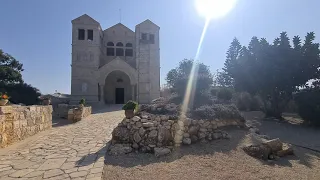 Here Moses, Elijah, Peter, James, and John met with Jesus-Church of the Transfiguration, Mount Tabor