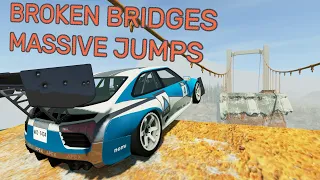 BROKEN BRIDGES, MASSIVE JUMPS, HUGE DOWNHILLS - BeamNG.drive - Crash Hard 2.0