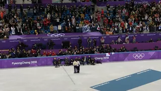 Pyeongchang Winter Olympics 2018 victory ceremony - Men's figure skating - fan cam