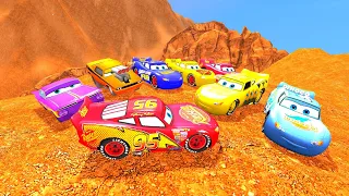 GTA 4 Random Disney Cars Cliff Drop Crash Testing Ep. 15 | GTA IV Disney Color Car Mods