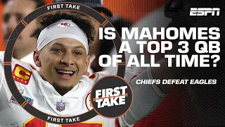 Patrick Mahomes TOP 3️⃣ ALL TIME DEBATE 🍿 Does he join Tom Brady & Joe Montana already? | First Take