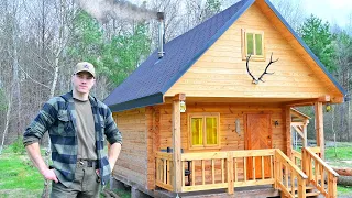 Building a Log Cabin Sauna TIMELAPSE | ONE YEAR Alone In The Forest