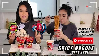 CAN I FINISH TWO SPICY NOODLE CHALLENGES IN 30 SECONDS? 🌶😩🥵 #EATWITHBEE