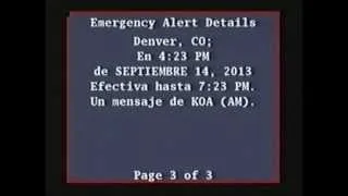 EAS Alert - Flood Warning Intrusion (KUSA-Denver, CO - Sat. 9/14/2013)