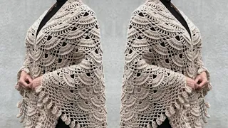 شال كروشيه مثلث راقي ومميز/crochet shawl