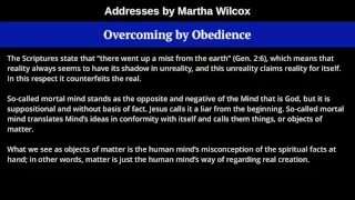 Overcoming by Obedience, from Addresses by Martha Wilcox