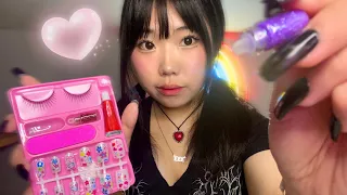 Big sis tests Dollar Store makeup on you ASMR (real camera touching)