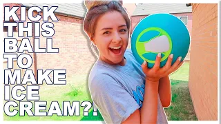 Kick This Ball To Make Ice Cream?! Testing DIY Ice Cream Maker!