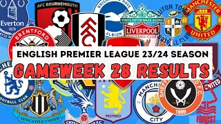 Gameweek 28 English Premier League Results  2023 2024 Season