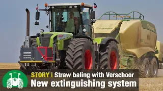 Straw baling XXL | Team Verschoor | 2x Claas Xerion | New extinguishing system Löschtainer by Recker