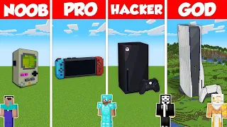 GAME CONSOLE TNT HOUSE BUILD CHALLENGE - Minecraft Battle: NOOB vs PRO vs HACKER vs GOD / Animation