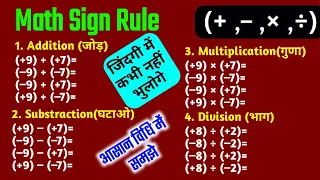 Plus minus Sign Rules | Jod Ghatao Chinh | जोड़ घटाव चिन्ह नियम