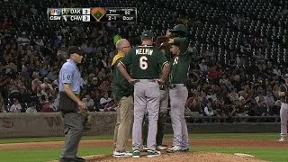 OAK@CWS: Gray checked out by trainer, stays in