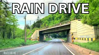 Drivie through RAIN in Carpathian Mountain, countryside FOREST, villages - 4K HDR DRIVING VIDEO
