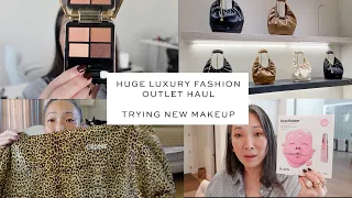 Huge Luxury Fashion Haul from Woodbury Commons | Trying New Makeup | Loewe Event